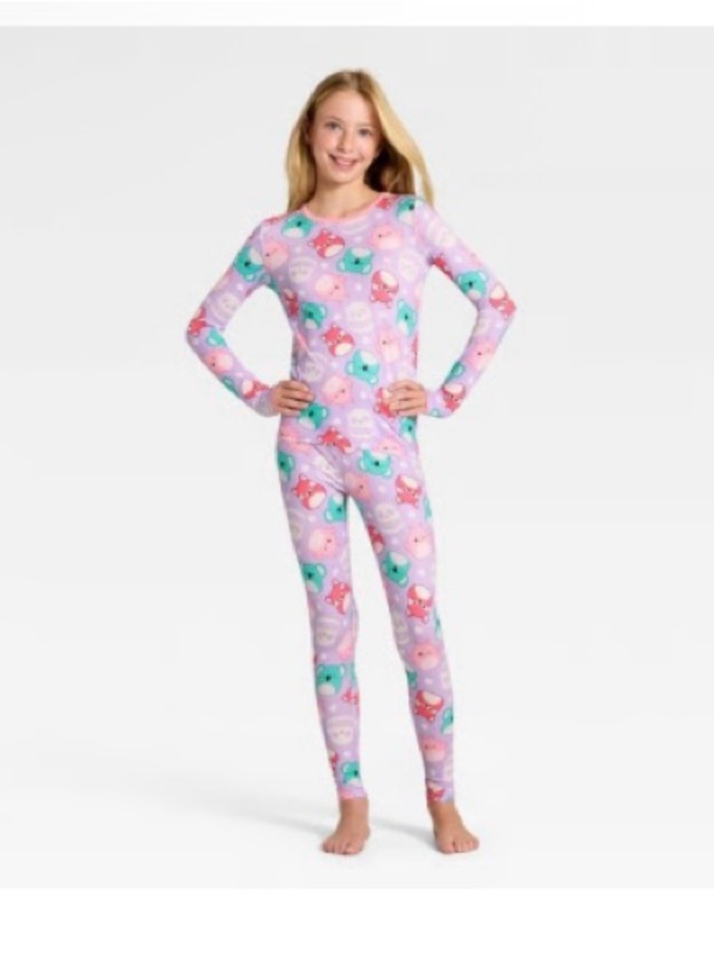 Cuddl Duds Girls' Squishmallows Thermal Underwear Set